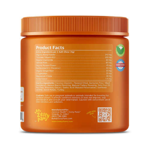 Zesty Paws Calming Soft Chews for Dogs - Melatonin, Ashwagandha, L-Theanine and L-Tryptophan