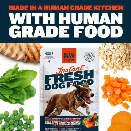 Bullymax instant fresh raw dog food with chicken and vegetables