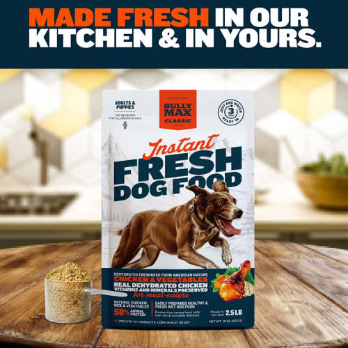 Bullymax instant fresh raw dog food with chicken and vegetables