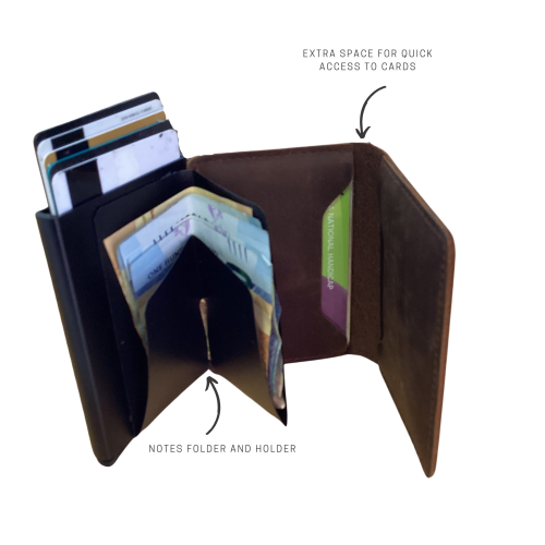 Air-Tag compatible genuine leather slim wallet with RFID blocking card holder