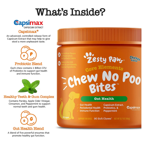 Zesty Paws Chew No Poo Bites for Dogs