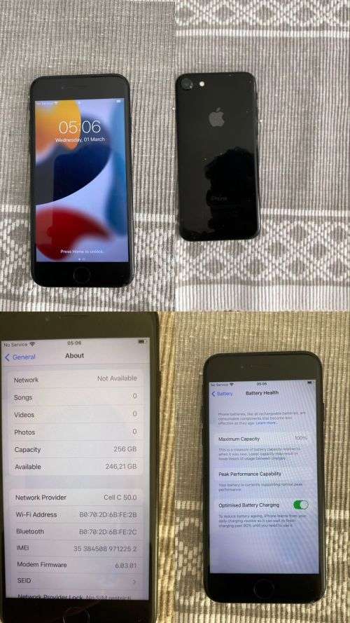 iPhone 7 - 256gb - Black - Battery health 100% - open to all networks and fully unlocked