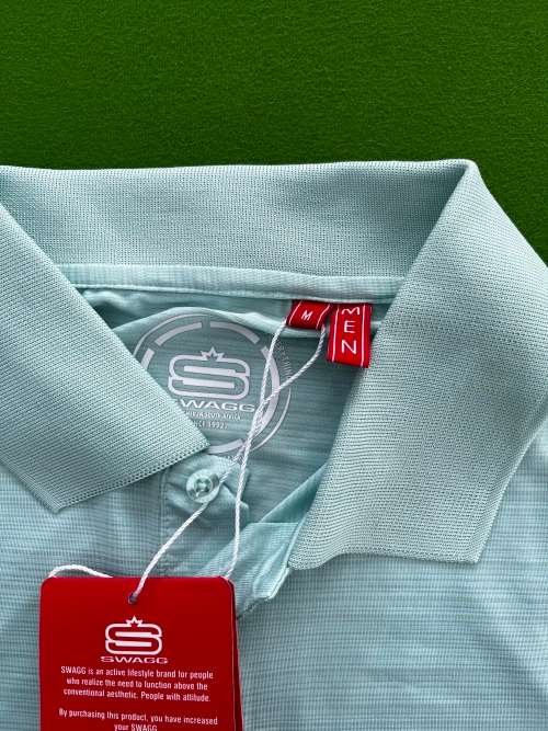 Swagg - Mens 4 way stretch golf polo - light blue - Medium