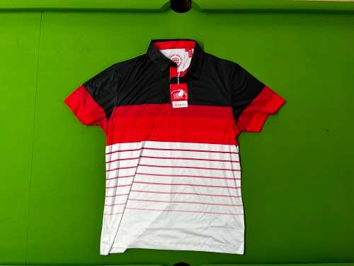 Swagg Mens 4 way stretch golf polo - Black and Red - Large