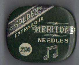 RARE old original gramaphone needle tin with content200 unused golden needles