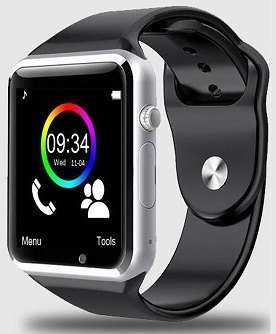 A1 Smart Watch Phone, SIM Slot, Memory Card Slot, Camera  | Silver Colour
