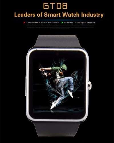 GT08 Silver Smart GSM Phone Watch | Sim/Memory Card | Camera