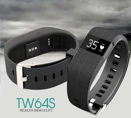 TW64S Black Bluetooth Fitness Bracelet with Heart Rate Monitor