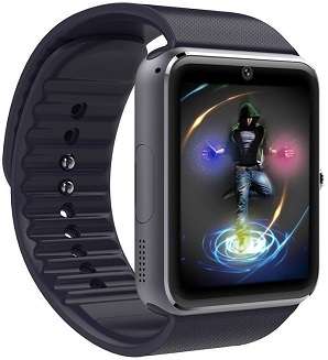 GT08 Smart GSM Phone Watch | Sim/Memory Card | Camera - Black Colour