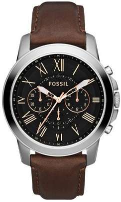 Fossil Men's Grant Brown Leather Quartz Watch - Local Stock