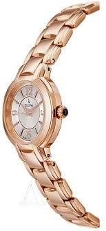 BULOVA White Dial Gold-Tone Stainless Steel Ladies Watch
