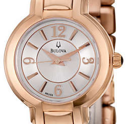 BULOVA White Dial Gold-Tone Stainless Steel Ladies Watch