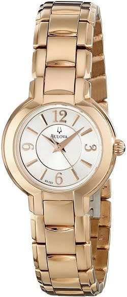BULOVA White Dial Gold-Tone Stainless Steel Ladies Watch