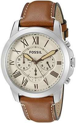 FOSSIL Men's Silver Tone Brown Leather Watch