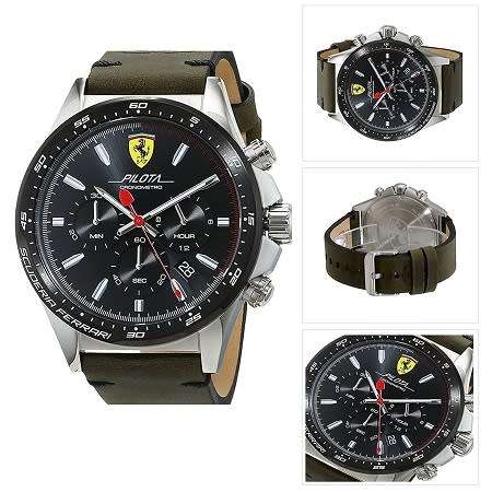 FERRARI Pilota Men's Stainless Steel Watch  - 100% Authentic !!