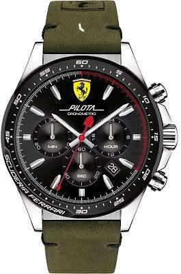FERRARI Pilota Men's Stainless Steel Watch  - 100% Authentic !!