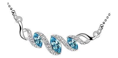 STUNNING !! 18K Platinum Plate Austrian Crystal Leaf Pendant Necklace - 2 Colors Available !!