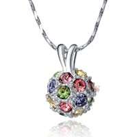 STUNNING !! 18K Gold Plated Crystal Shamballa Ball Pendant Necklace - 3 Colors Available !!