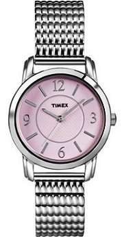 ## BRAND NEW ## - TIMEX Elevated Classics Dress Pink Dial Silver-Tone Expansion Band Watch