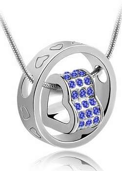 STUNNING !! AUSTRIAN CRYSTAL FLOATING HEART NECKLACE & PENDANT