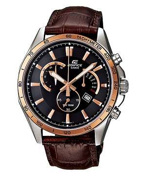 ## VALENTINE SPECIAL  ##  CASIO EDIFICE Leather Band Stainless-Steel Watch - Stylish Timepiece !!