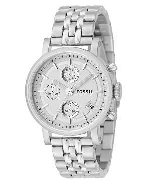 ## STYLISH ##  BRAND NEW - FOSSIL Woman's Silver Stainless Steel Watch - Very Elegant !!