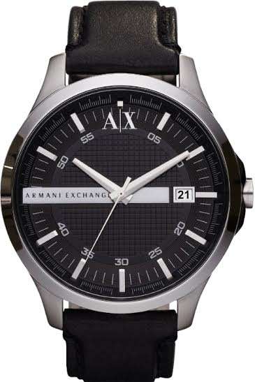 ## MUST HAVE ## ARMANI EXCHANGE Men's Black Leather Stainless Steel Quartz Watch