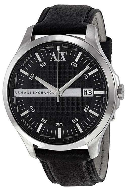 ## ELLEGANT ## ARMANI Men's Black Leather Analog Quartz Watch - MUST HAVE !!