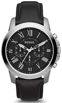 ## FATHERS DAY SPECIAL !! ## FOSSIL Mens Black Leather Analog Quartz Watch - ELEGANT !!