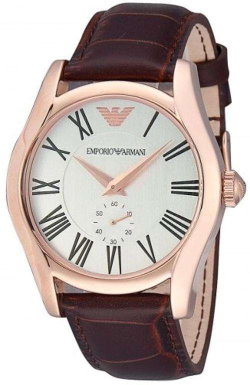 ## MUST HAVE !! ## Emporio Armani Men's Brown Leather Stainless Steel Watch - ELEGANT !!