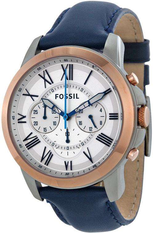 ## NEW ARRIVAL ## Fossil Men's White Dial Blue Leather Stainless Steel Watch - MUST HAVE !!