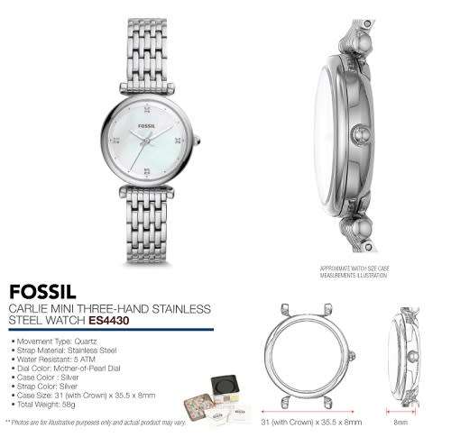 FOSSIL Crystal White Mother of Pearl Dial Ladies Watch - BRAND NEW