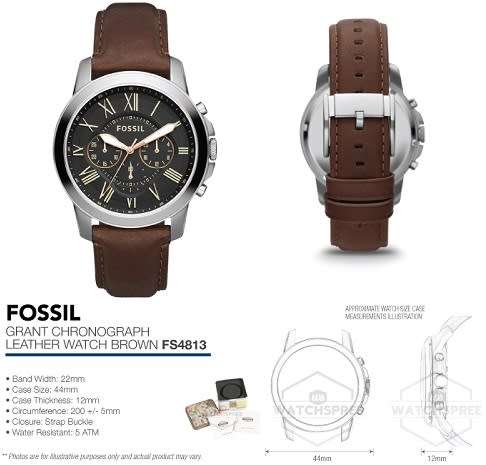 FOSSIL Grant Chronograph Black Dial Brown Leather Men's Watch - 2 COLORS - BRAND NEW