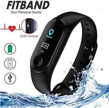 M3 Fitness Bracelet I Monitor Heart Rate, Blood Pressure, Blood Oxygen, Calories - Blue Color