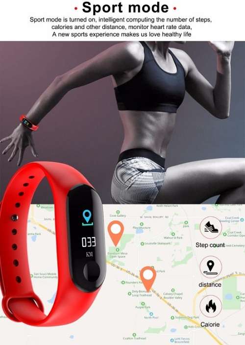 M3 Fitness Bracelet I Monitor Heart Rate, Blood Pressure, Blood Oxygen, Calories - Blue Color