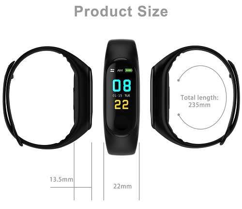 M3 Fitness Bracelet I Monitor Heart Rate, Blood Pressure, Blood Oxygen, Calories - Blue Color