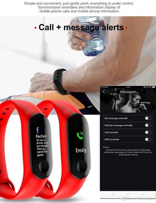 M3 Fitness Bracelet I Monitor Heart Rate, Blood Pressure, Blood Oxygen, Calories - Blue Color