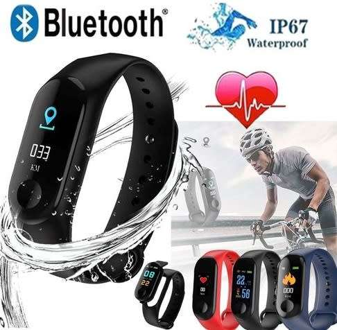 M3 Fitness Bracelet I Monitor Heart Rate, Blood Pressure, Blood Oxygen, Calories - Blue Color