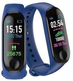 M3 Fitness Bracelet I Monitor Heart Rate, Blood Pressure, Blood Oxygen, Calories - Blue Color