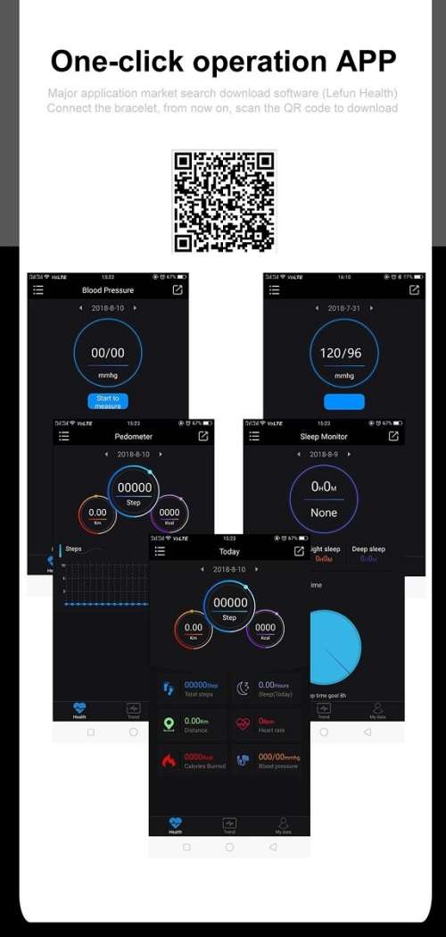 D13 Professional Fitness Bracelet I Heart Rate, Blood Pressure, Blood Oxygen, Calories - 5 Colors