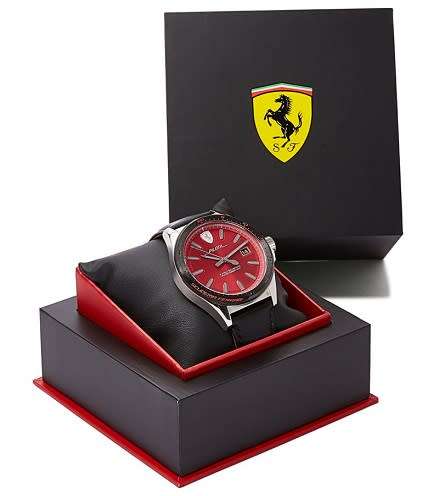 FERRARI Men's Pilota Red Dial Stainless Steel Quartz Watch - BRAND NEW !!