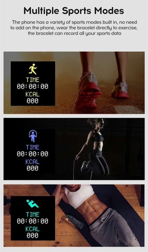 D20 Bluetooth Fitness Bracelets - Heart Rate,Blood Pressure,Pedometer,Sports Modes