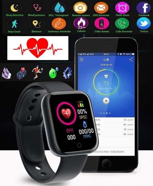 D20 Bluetooth Fitness Bracelets - Heart Rate,Blood Pressure,Pedometer,Sports Modes