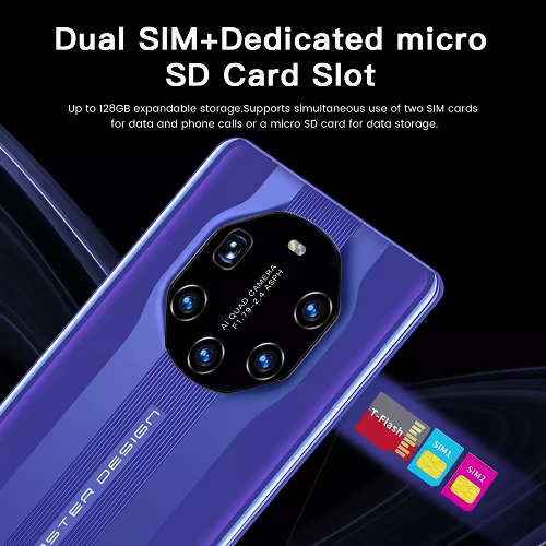 MT40RS Smart Phone 6.8 Inch, Android 10, 8G/512G, 13MP, Dual Sim - FREE Phone Cover + Earphones !!