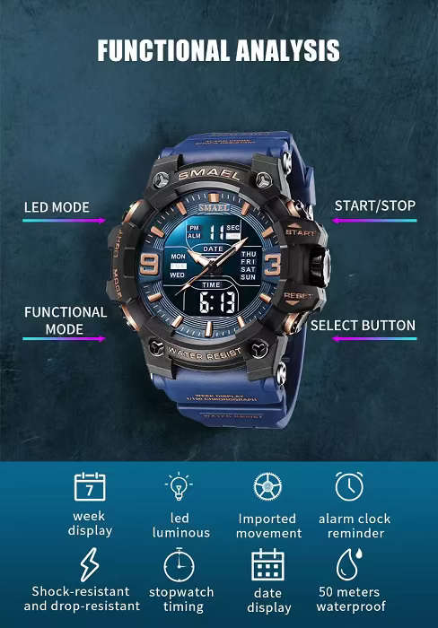SMAEL 8049 Men`s Multi Function Sports LED Wristwatch - 4 Colors Available