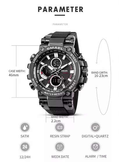 SMAEL 8049 Men`s Orange Strap Multi Function Sports LED Wristwatches