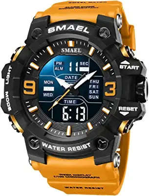 SMAEL 8049 Men`s Orange Strap Multi Function Sports LED Wristwatches