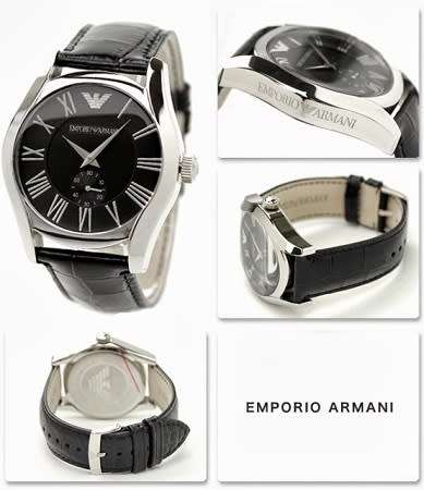 Emporio Armani AR0643 Classic Men`s Black Dial Stainless Steel Quartz Watch - BRAND NEW !!