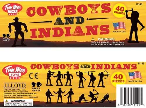 TimMee Cowboys and Indians Plastic Figures: 40pc Playset - Made in USA