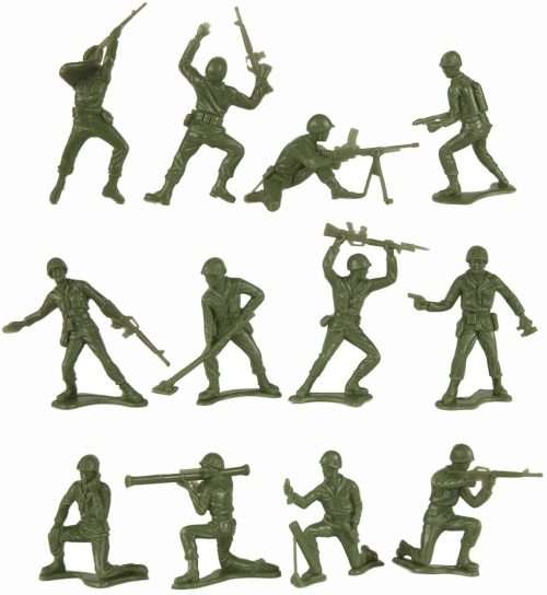 TimMee Plastic Army Men - Green vs Tan 100pc Toy Soldier Figures - Made in USA